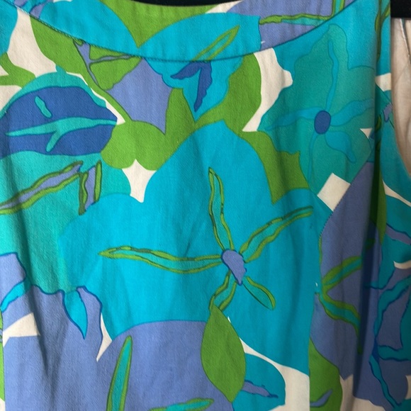 Talbots Sz 6 Green Blue Halter Cotton Vintage Shift Lined Side Pockets D… - Picture 6 of 10